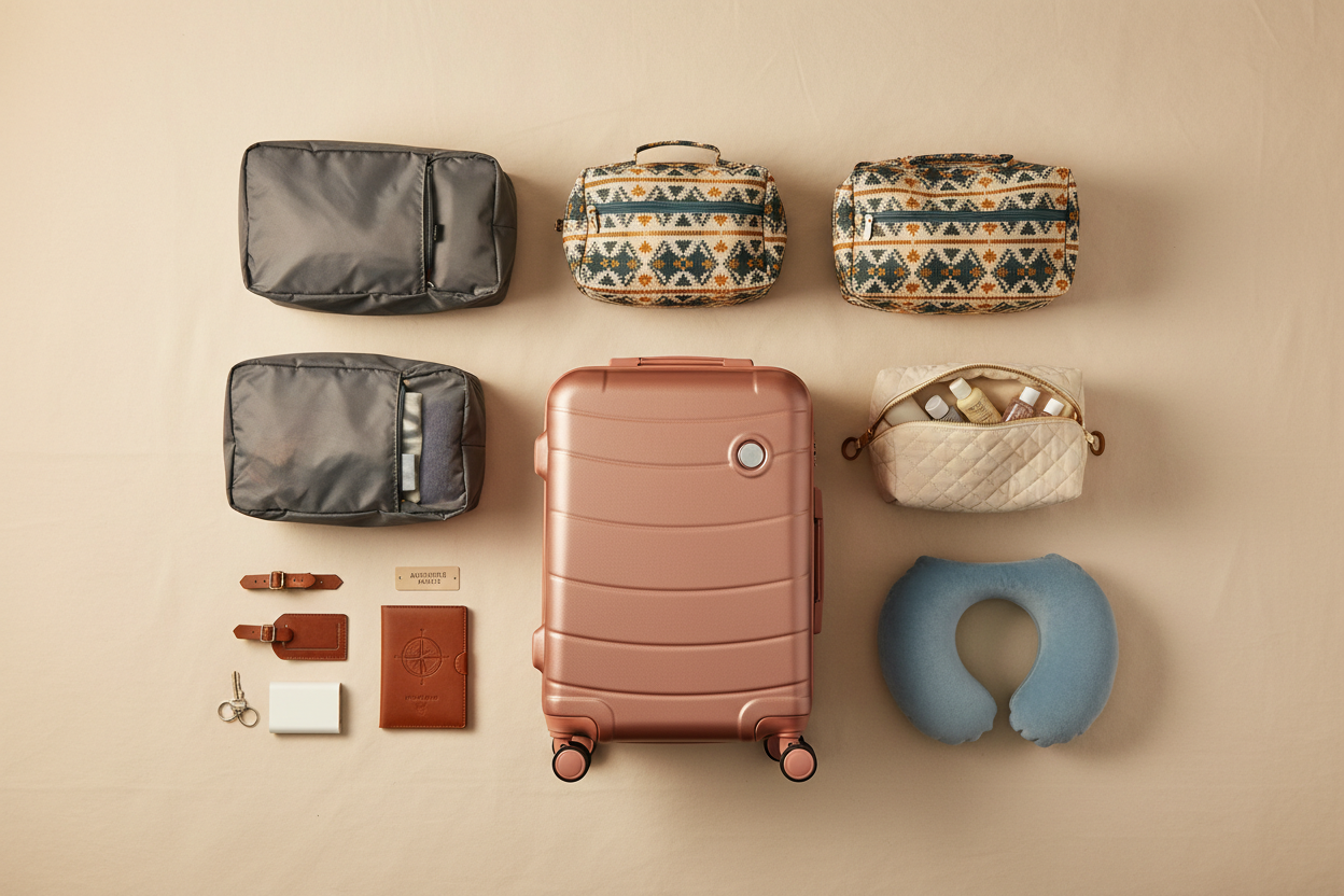 اريد صورة تدل على مستلزمات حقائب السفر والتنقل