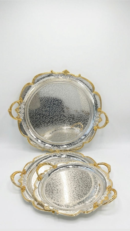 صواني تقديم فاخرة بتصميم كلاسيكي مطرّز بالذهب